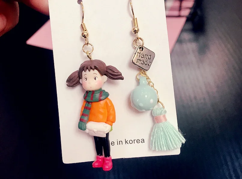 Korean Version of the Cartoon Asymmetric Tassel Long Earrings Cute Girl CE371 | Украшения и аксессуары