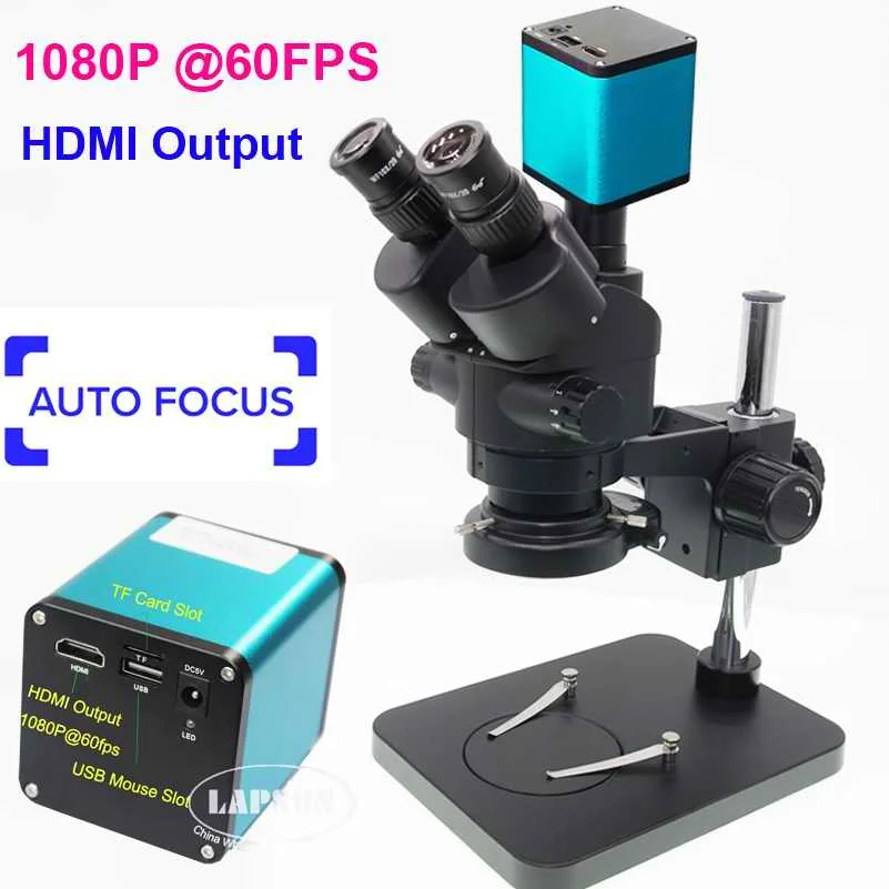 Basic Auto Focal Cam Черный симуляторный фокусный фокус 7X-45X Тринокулярный промышленный стереомикроскоп+ 144 светодиодный кольцевой свет(индустрия 14MP/21MP/авто камера - Цвет: Basic Auto Focal Cam