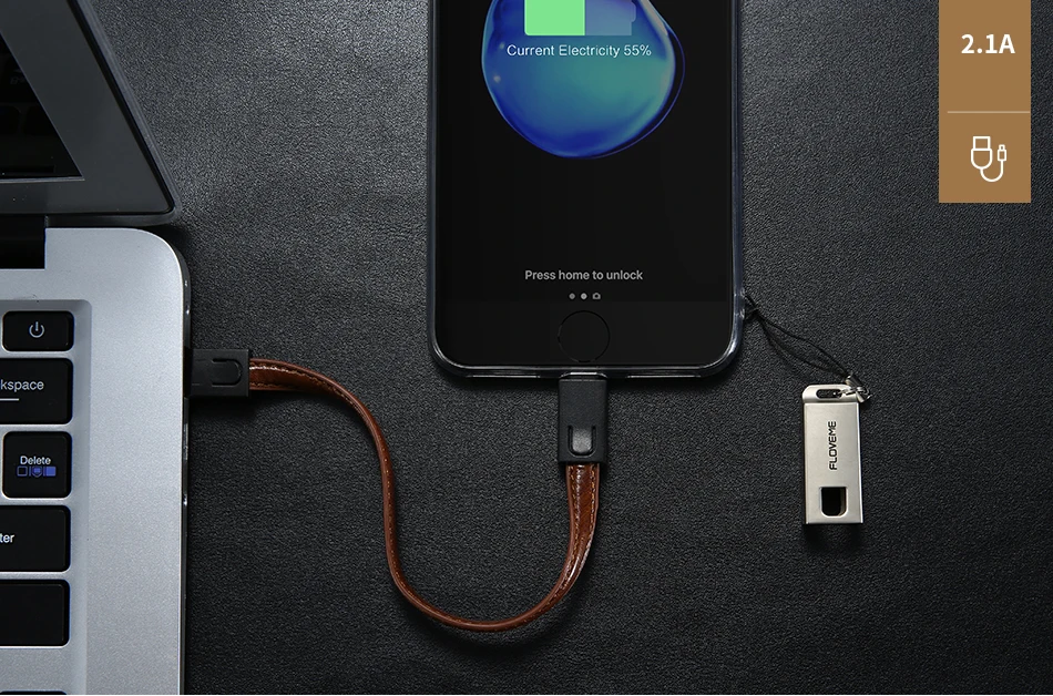 FLOVEME USB кабель для iPhone 6 6S Plus 5 5S SE из искусственной кожи брелок зарядный кабель для iPhone 7 8 Plus X 10 для iPad зарядное устройство