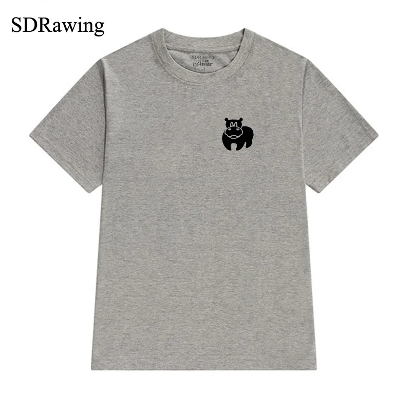 Милая хлопковая Футболка с принтом бегемота для женщин забавная футболка