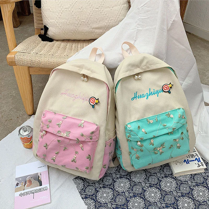 Женский рюкзак школьная сумка для девочек подростков с кружевной цветочной