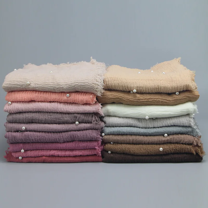 Монохромный тюрбан из хлопка и льна женский аксессуар с жемчугом для девочек