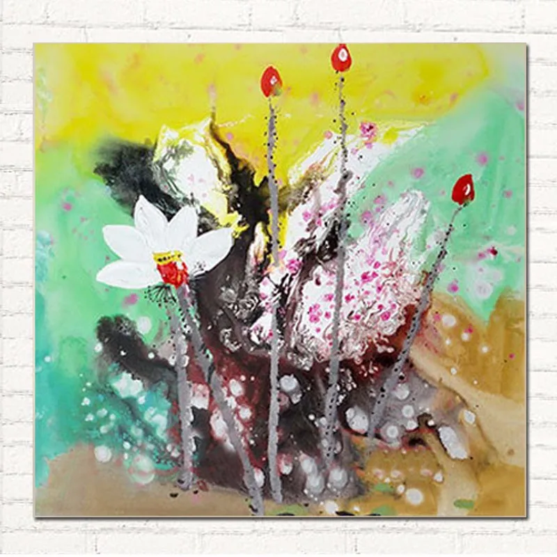 Бескаркасная картина на стене акриловая маслом абстрактный Рисунок цветочный