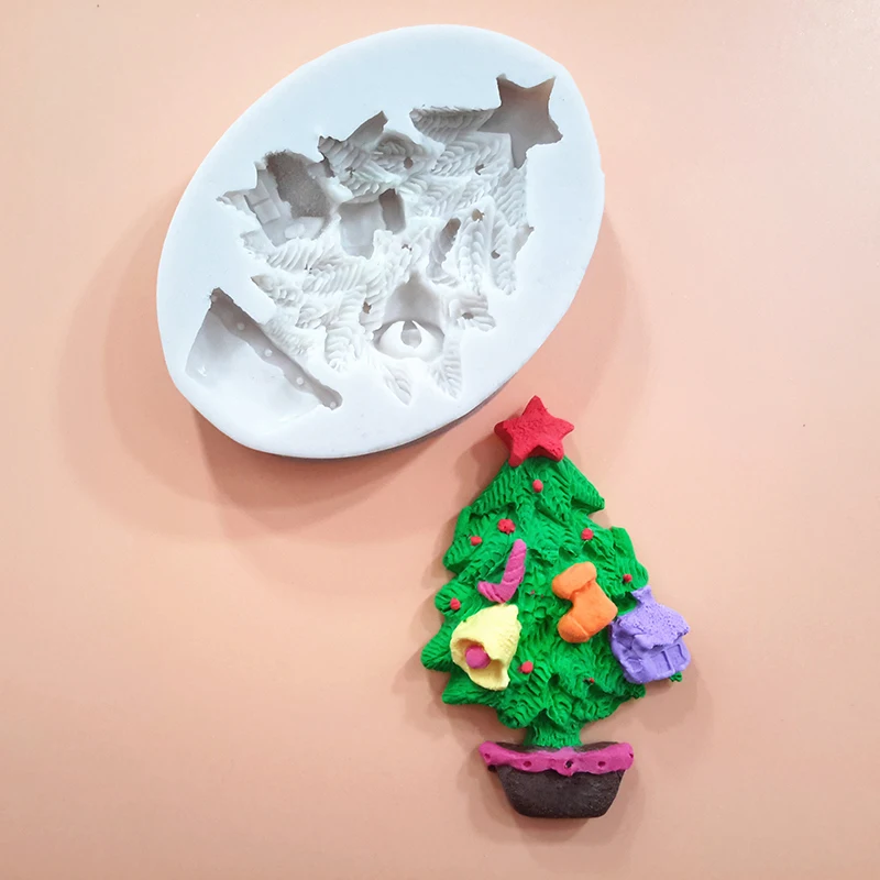 Рождественский носок колокол дерево формы силиконовые украшения торта