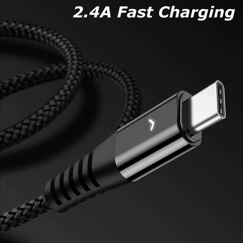 USB кабель в нейлоновой оплётке со светодиодной подсветкой 2 4 А|Зарядные