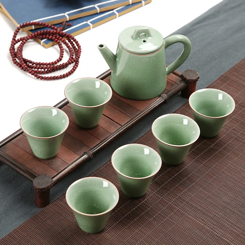 Светло-серый Ceramic Teapot Kettle Gaiwan Tea Cup For Puer Chinese Kung Fu Tea Pot Portable Tea Set Teaset Gaiwan Tea Ceremony Teaware Sets - Цвет: Светло-серый