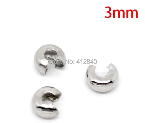 

1000pcs Silver Tone Crimp Bead Covers 3mm