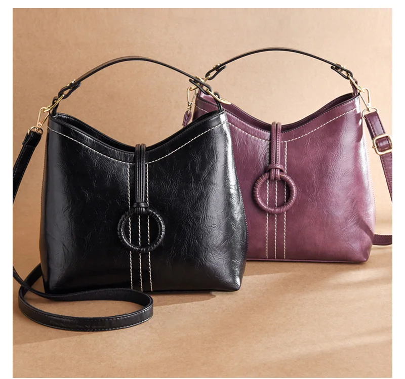 Rodful Винтаж Сумка для женщин масла кожа ведро женские сумочки дамы Ретро crossbody