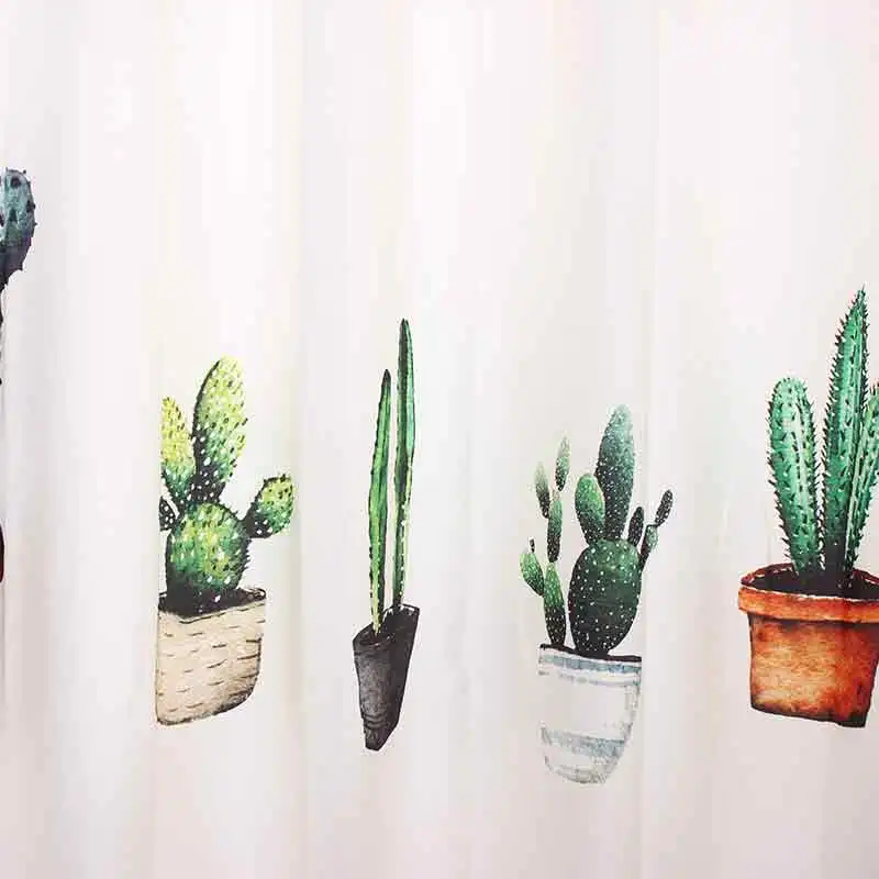1pc 100% Polyester Curtains For Living Room Semi-shaded Curtain Leisure Children's Style White Cactus Pattern | Дом и сад