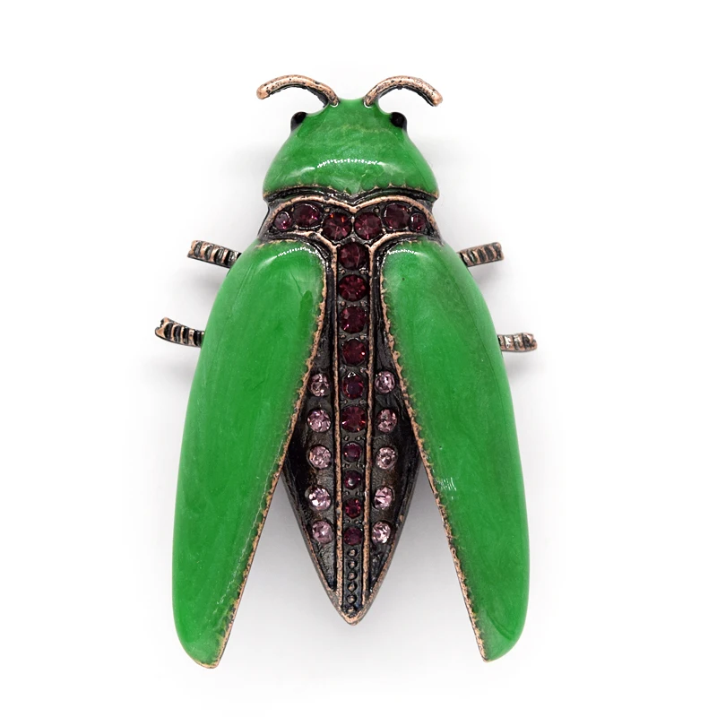 

Antique Copper Purple Rhinestone Enamel Wing Bug Pin brooches C555 D3