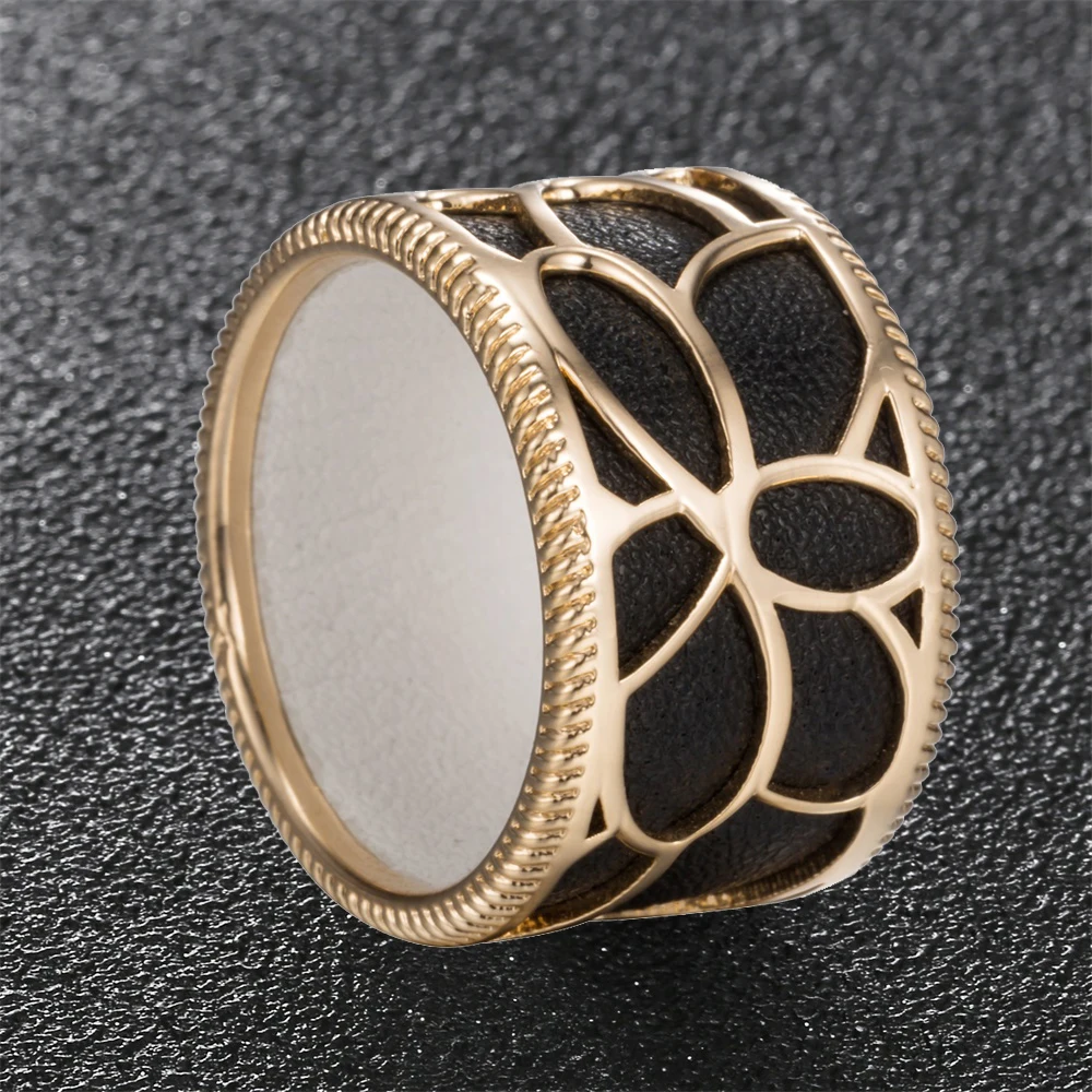 Ожерелье из стерлингового серебра с розовым цветком двустороннее кожаное кольцо