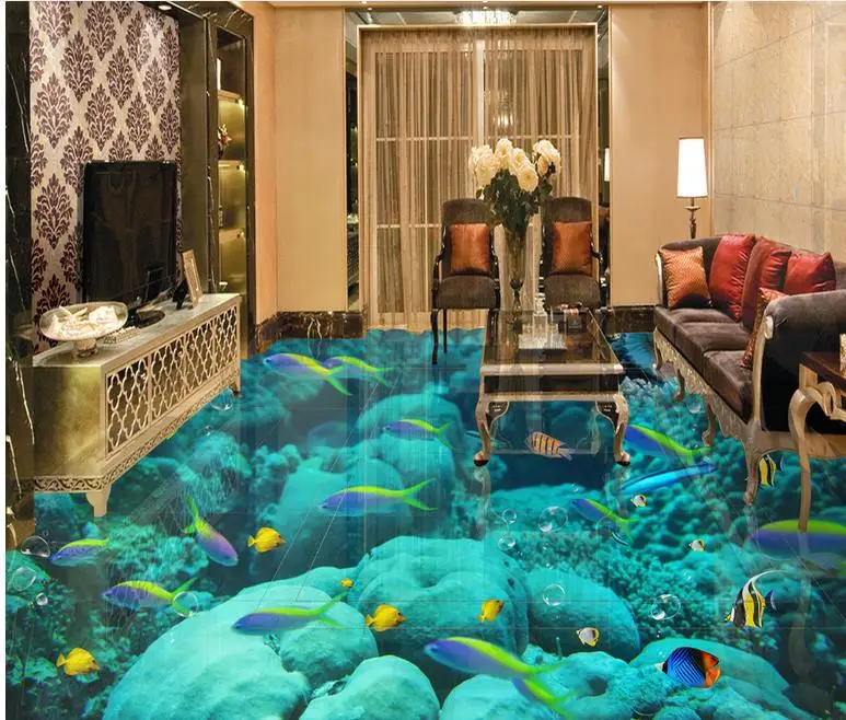 Современный 3d Пол фото обои фрески подводный мир плитка домашний Декор 3d|wall papers