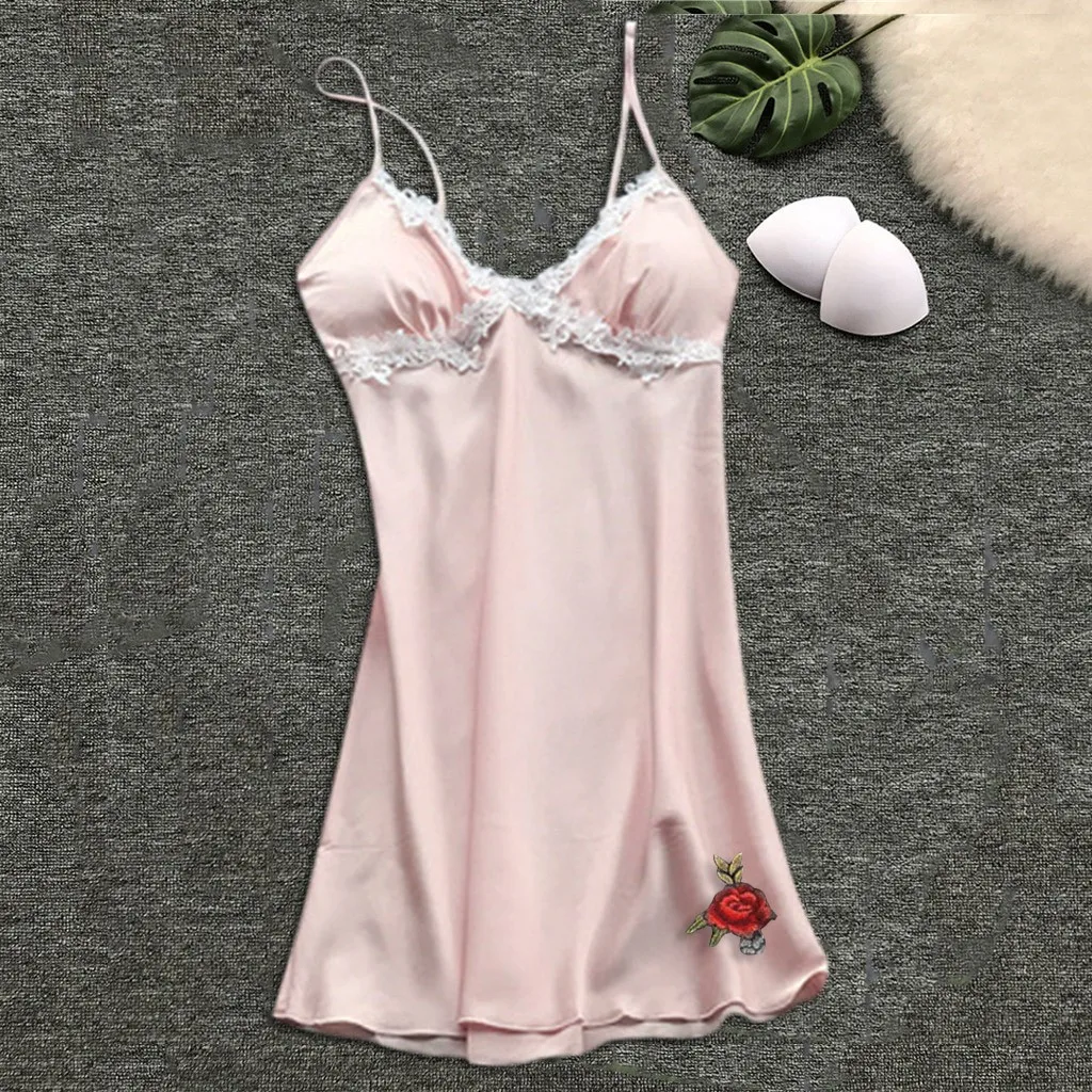 2019 женская сексуальная ночная рубашка кружевное нижнее белье шелковая одежда |