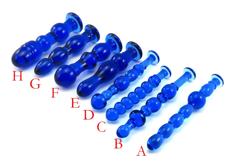 Синий Стекло Анальная пробка комплект анальные фаллоимитатор вагинальная Dilatador