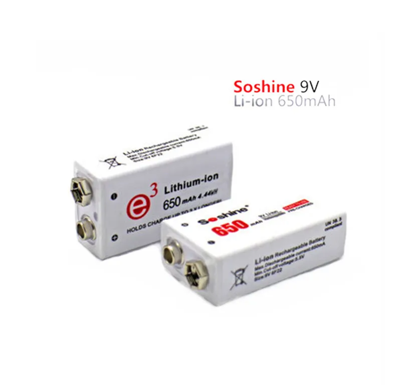 2 шт. литий ионный аккумулятор Soshine 9 в 650 мАч + 1 интеллектуальное зарядное