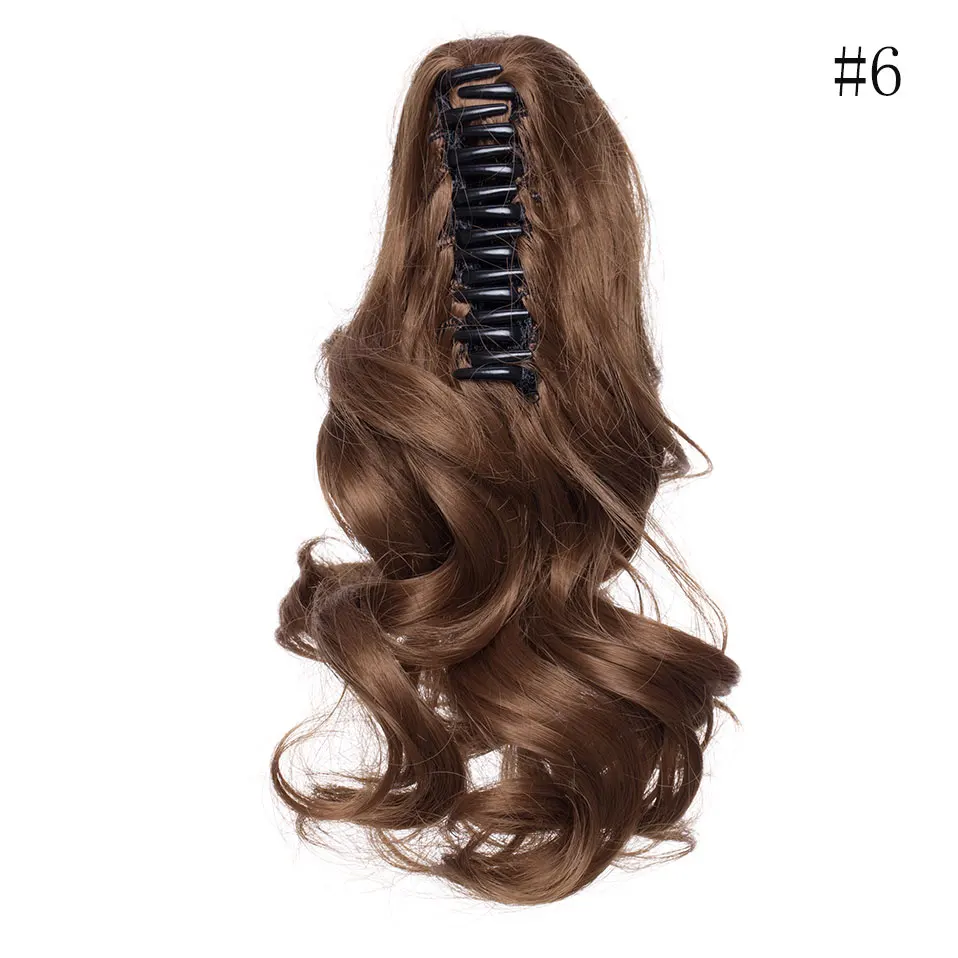 light brown SNOILITE 12-26 дюймов Волнистые конский хвост наращивание волос коготь клип в конский хвост синтетический зажим в конский хвост шиньоны для женщин - Цвет: light brown