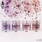 1 баночкакоробка 10 мл Красота светильник Фиолетовый Розовый Nail Art Блеск шестигранные блестки порошок Бумага для лака для ногтей, украшение 300 Цвета 4-26