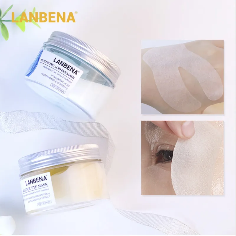 LANBENA маска для глаз Retinol, гиалуроновая кислота, сыворотка для глаз, уменьшает темные круги, мешки, морщины у глаз восстанавливающий, увлажняющий подтяжка кожи уход за кожей