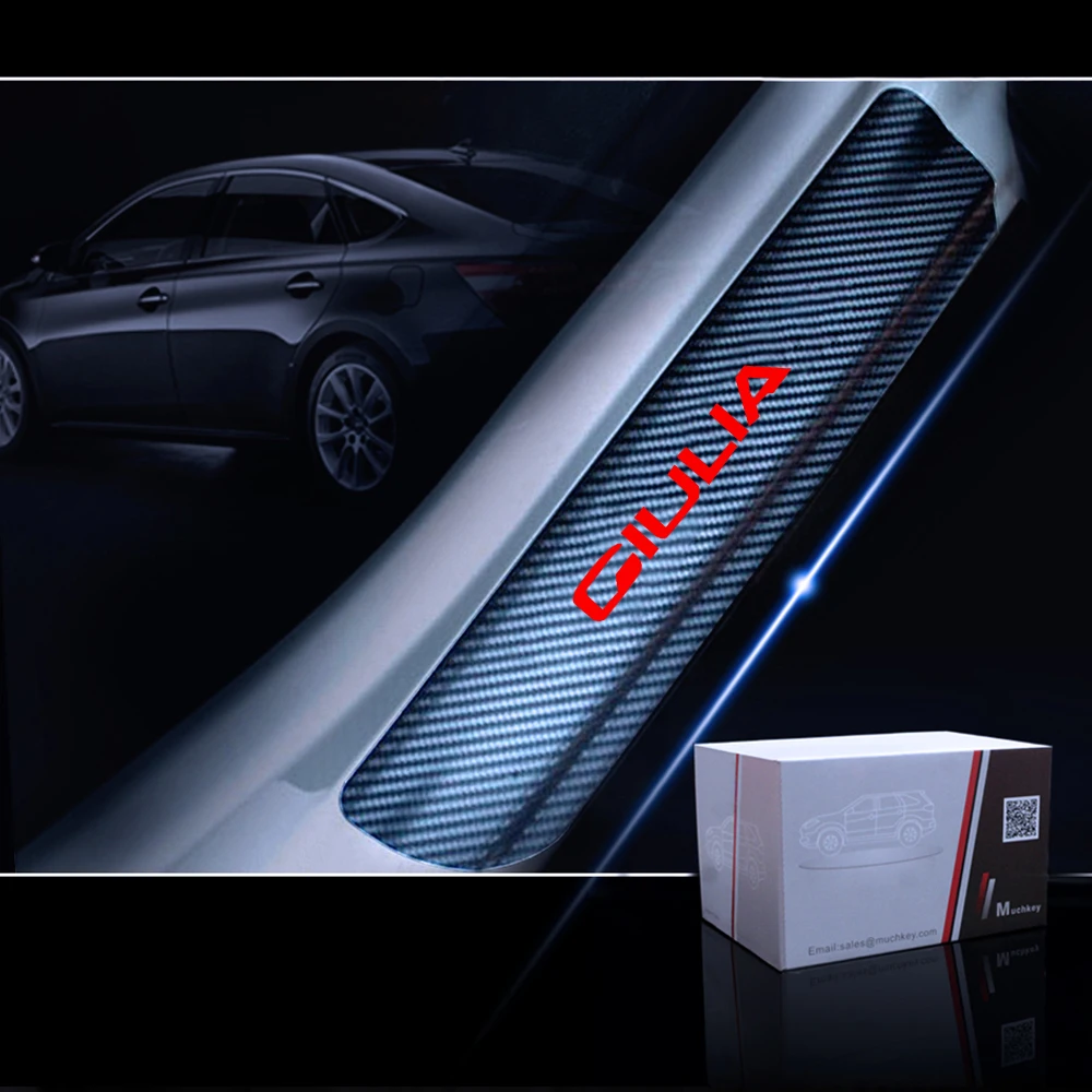 Автомобильные аксессуары для Alfa Romeo 4C Giulietta Stelvio, автомобильная пластина 4D из углеродного волокна, виниловые наклейки на порог, потертости, наклейка, 4 шт