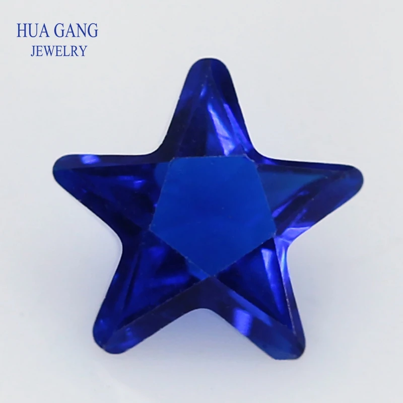 

113# Blue Star Shape Princess Cut Loose Glass Beads Synthetic Gems For Jewelry Size 3x3~10x10mm Free Shipping