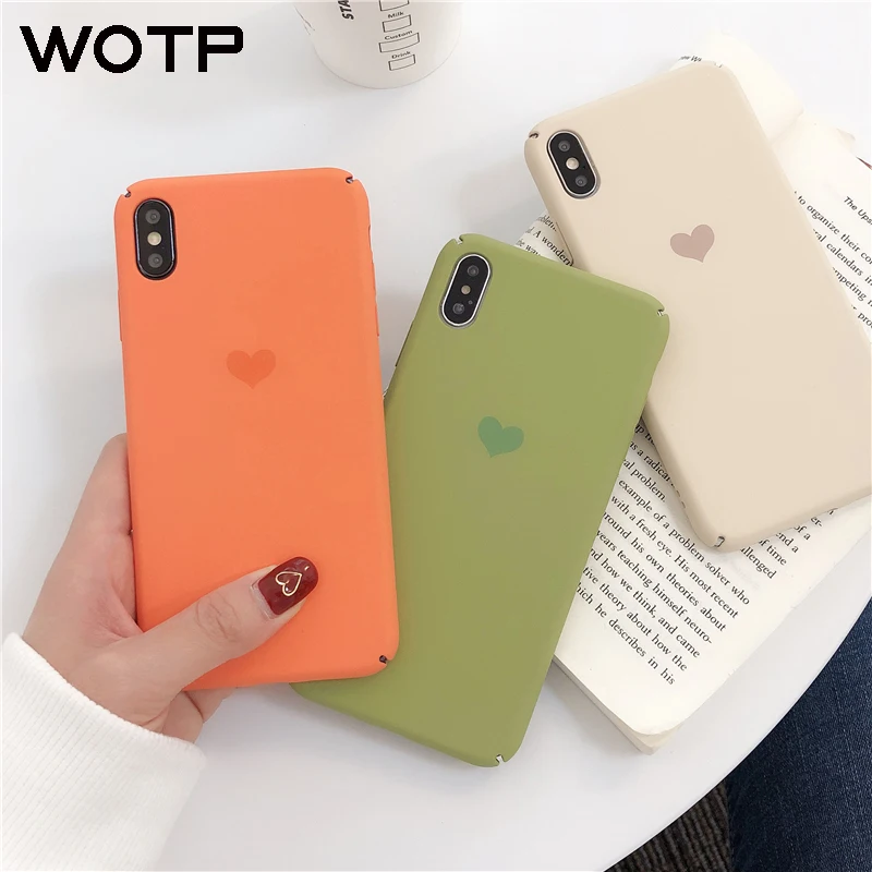 WOTP Couples матовый чехол для телефона с сердечком и полной защитой iphone XS Max модный