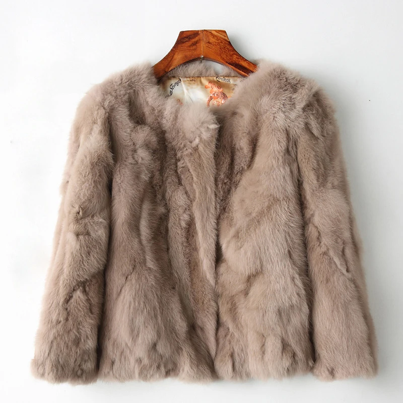 2022 Winter Women The Real Rabbit Fur Coat Natural Rex Rabbit Fur Coat The Fashion Super Thin Rabbit Fur Leather Fashion Jacket