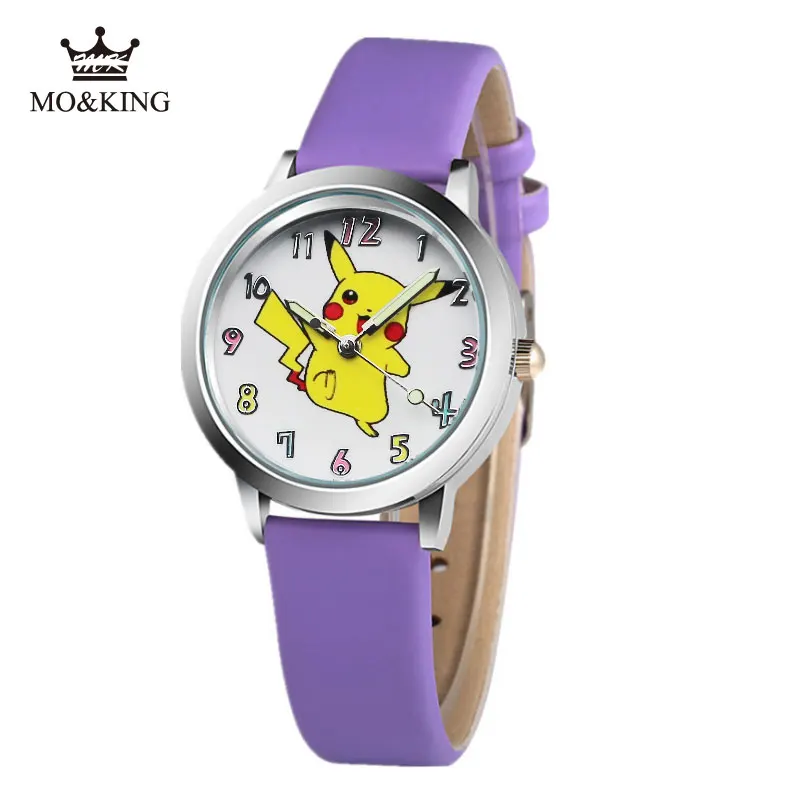 2019 новые милые детские кожаные часы Детские с Пикачу для мальчиков и девочек