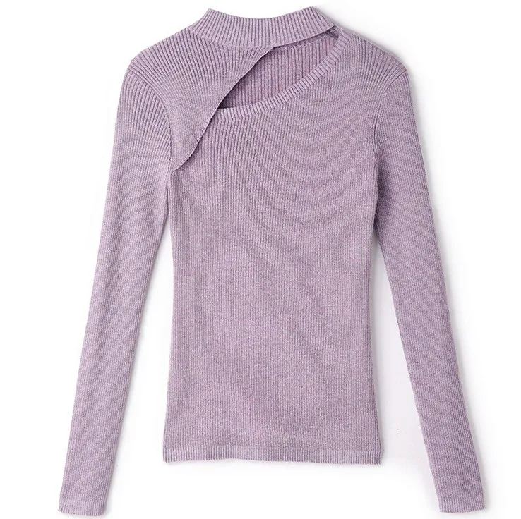 AIMENUNU Women Pullovers Sweater Slim Elastic Skinny Knitted Tops 2019 Spring Winter Half Downneck Sexy Hollow Out Casual Ladies | Женская