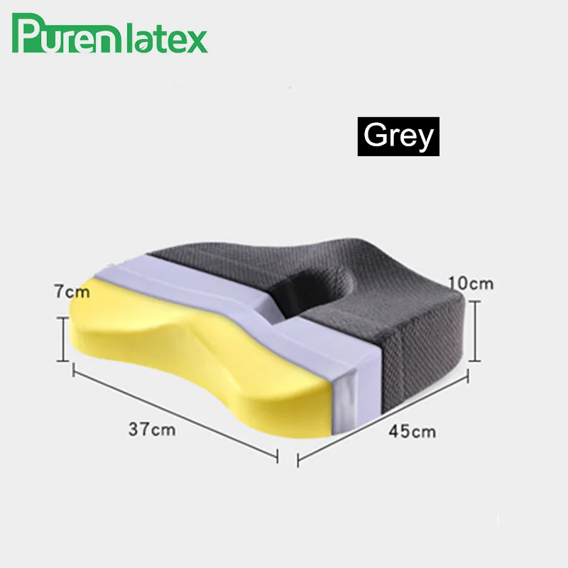 Grey Seat Cushion Ортопедическая подушка с эффектом памяти, комплект из 2 предметов, подушка для офисного стула, подушка для копчика, коврик для автомобильного сиденья, коврики для геморроя позвонка, Защита позвоночника - Цвет: Grey Seat Cushion