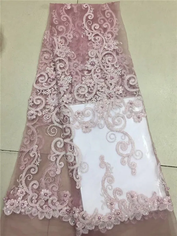 Нигерийские кружева ткань 2018 золотые африканские белые бусины шнур шнурки с