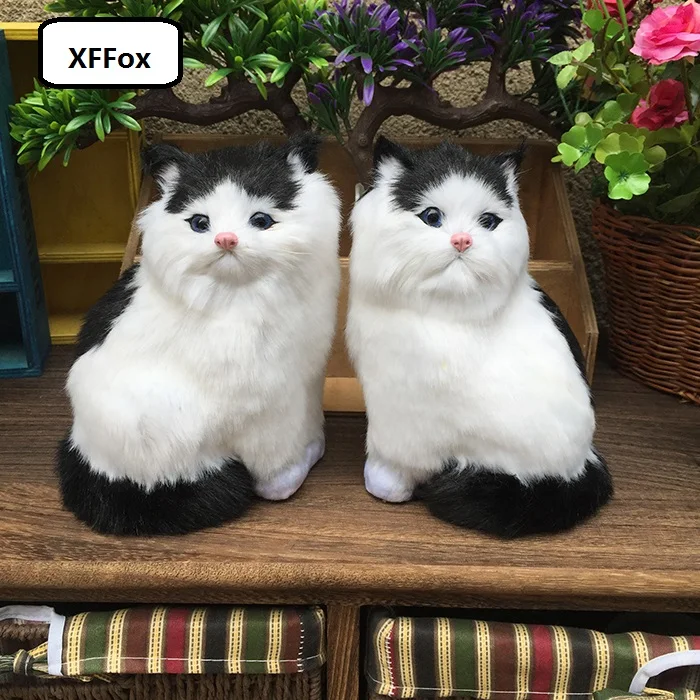Пара реальных моделей черно-белых кошек из пластика и меха новинка сидящая кукла