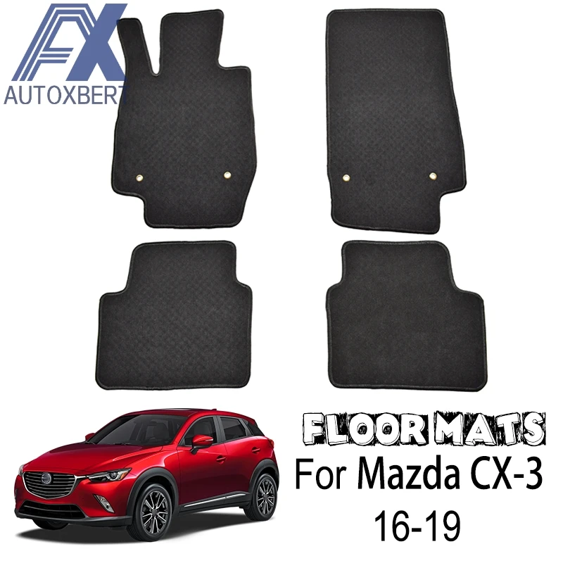 

Car Floor Mat Mats For Mazda CX-3 CX3 2016 -2019 Nylon Rubber Backing Black Carpet Liner Soft Rugs Front Rear Interior 2017 2018