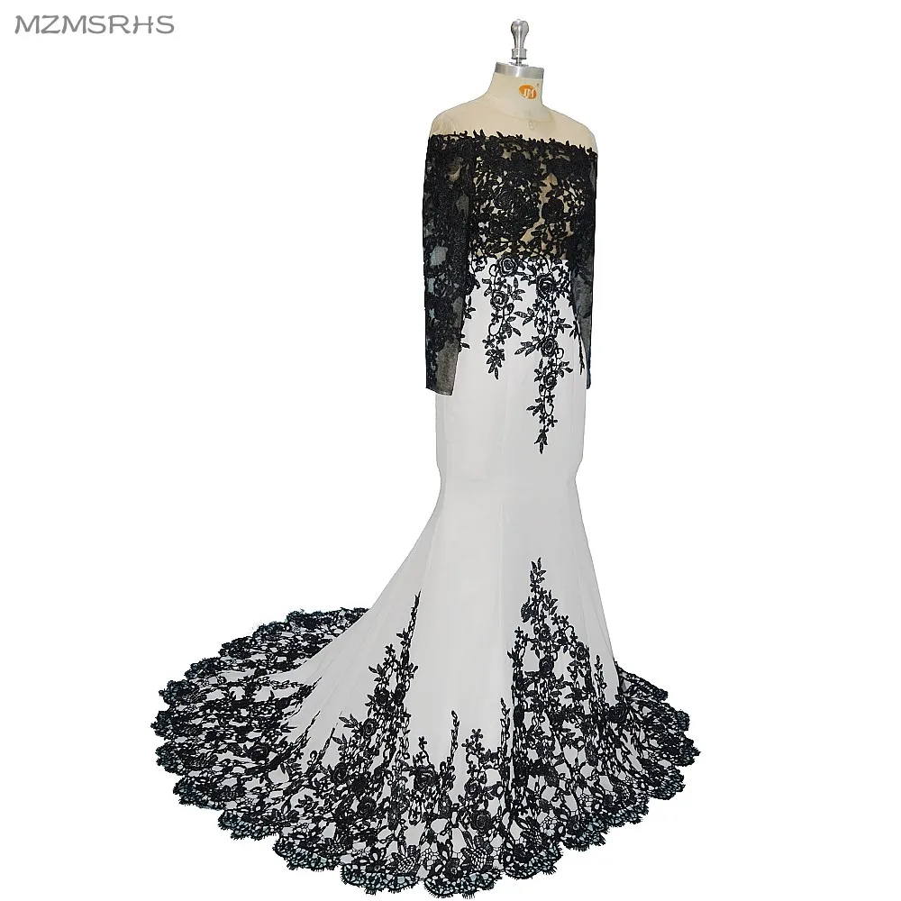 Белое платье Русалка для выпускного вечера с круглым вырезом и шлейфом|mermaid prom|white