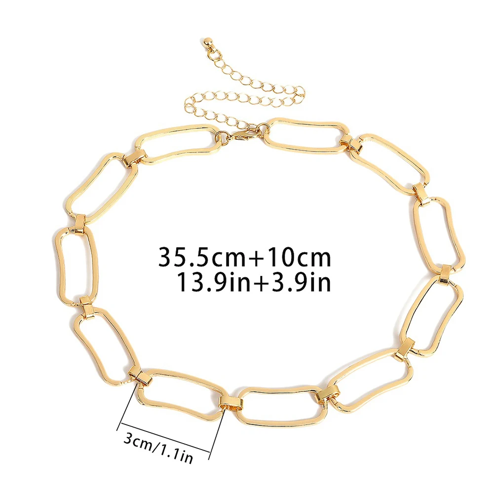 Женская мода простая пустотелая прямоугольная связанная цепочка ожерелье колье