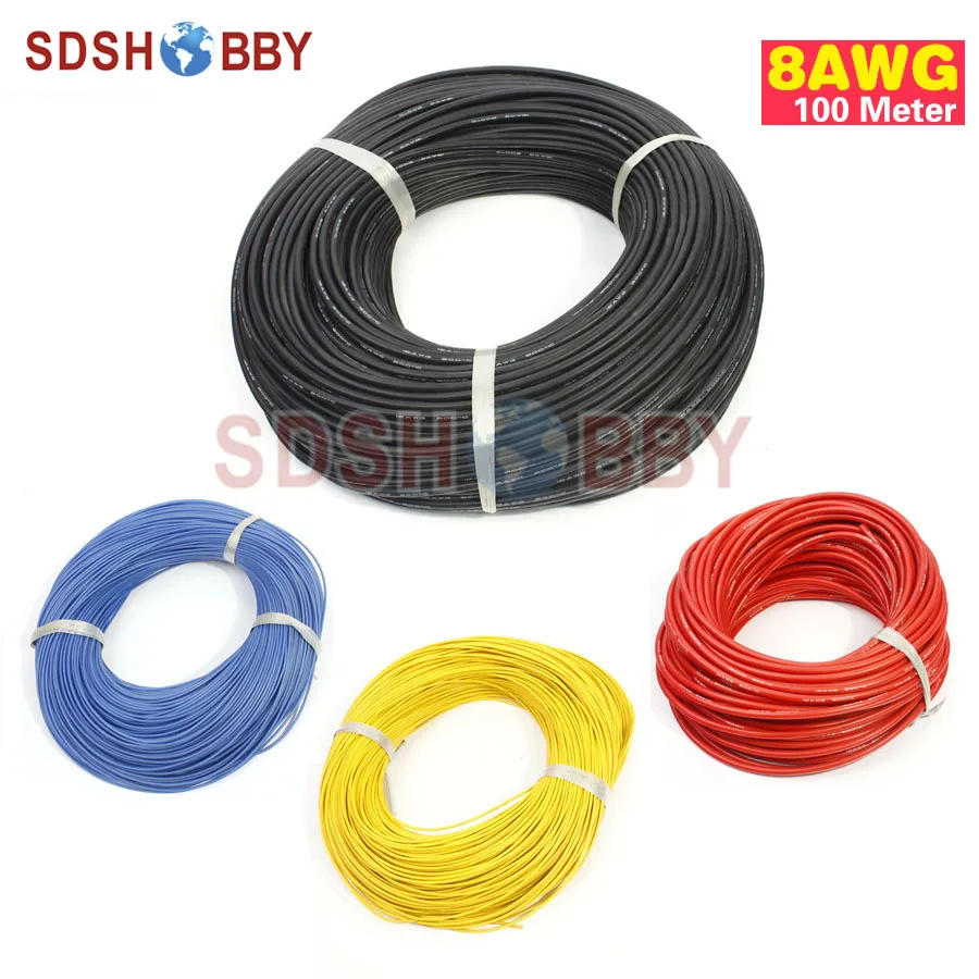 

Силиконовый провод 8AWG 100 метров/провод из силикагеля/силиконовый кабель (1650/0. 08, OD: 6,8)