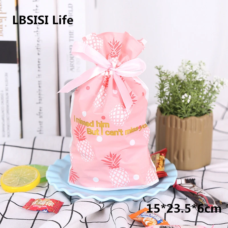 Пластиковые пакеты на шнурке LBSISI Life 50 шт. розовый ананас фрукты печенье закуски