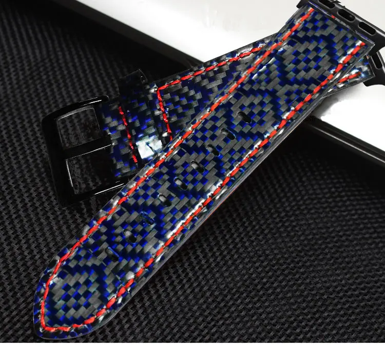 Ремешок для наручных часов Apple Watch Series 4 5 40/44 мм Реальные углеродного волокна с кожаный ремешок для наручных часов Apple Watch Series 1 2 3 браслет