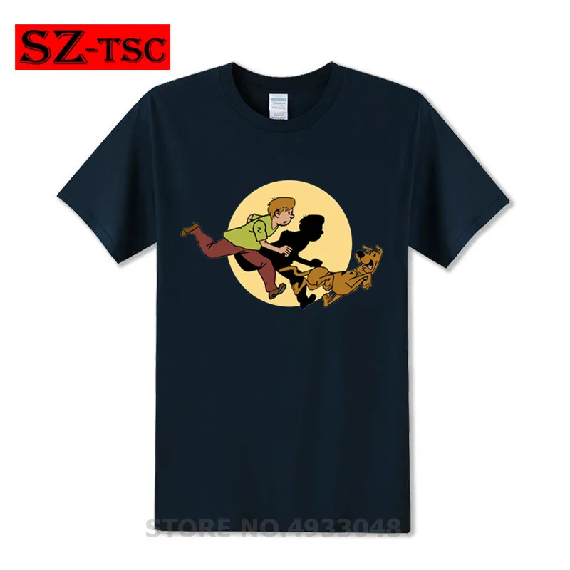 Мужская футболка The Adventure of Scooby Tintin and Doo свободная с коротким рукавом новые