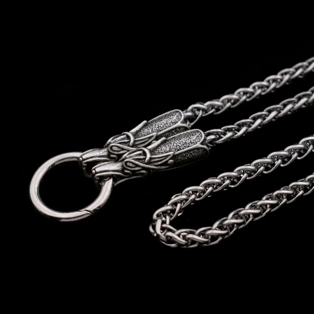 Мужская винтажная цепочка с двумя головками драконов ожерелье из нержавеющей