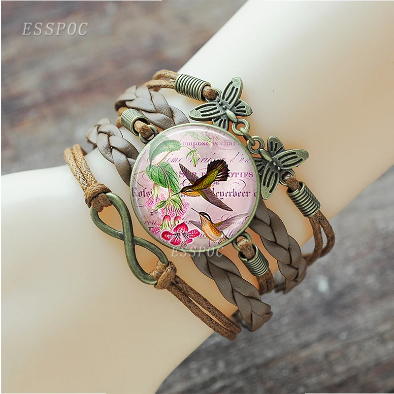 Браслет с колибри новинка многослойный кожаный браслет унисекс Микс