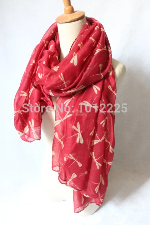 Оптовая цена женщины печати хиджаб шаль шарф бабочка стрекоза дизайн