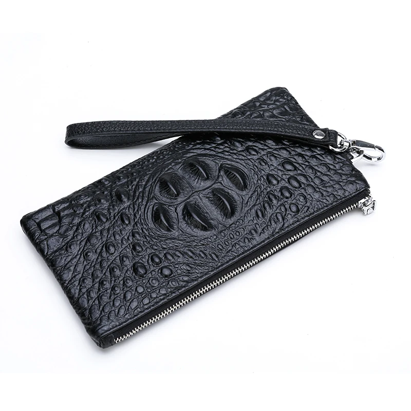 Мужской кошелек с крокодиловым узором из натуральной кожи отделением для карт