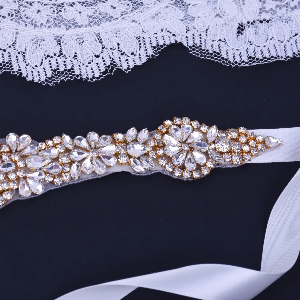 

Rhinestone belt Gold wedding belt livraison rapide bridal crystal diamond belt For satin belt wedding dress accessories