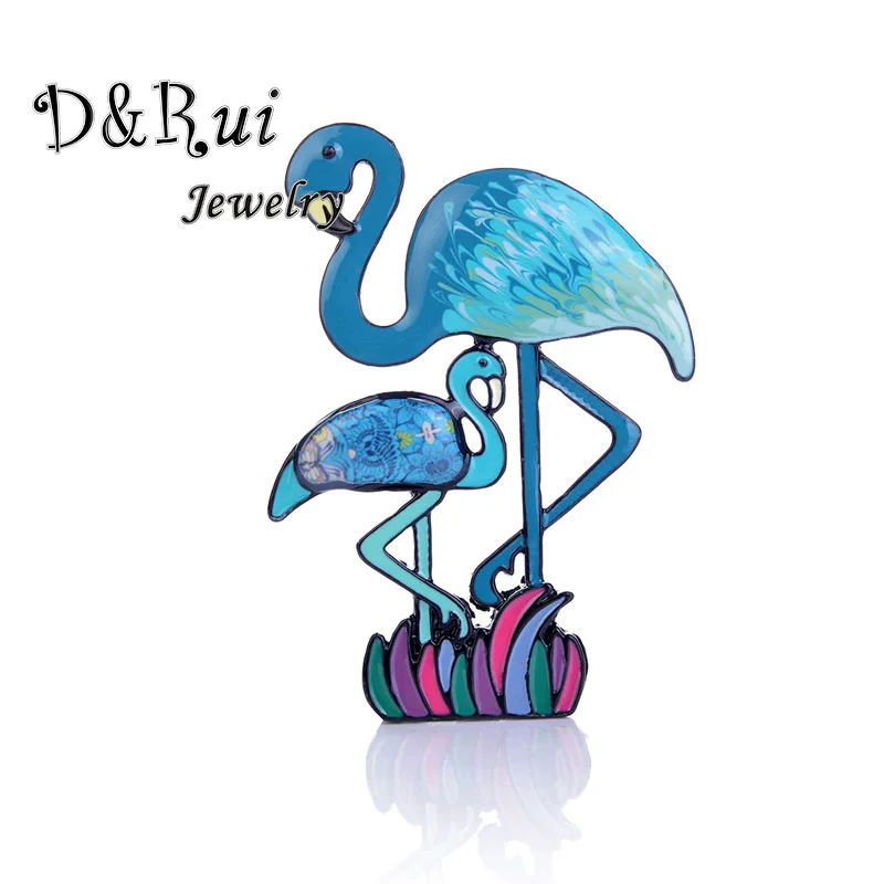 Женская Брошь в виде мультяшного животного цветная эмалированная брошь Фламинго