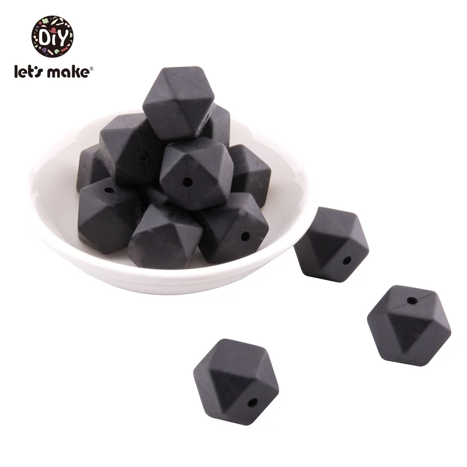 25 Let'S Make 20Pc 14Mm Hexagon Silicone Teether Beads Baby Tiny Rod Multifaced Baby Teething Toy Beaded Silicon Baby Teether Toy - Цвет: 25