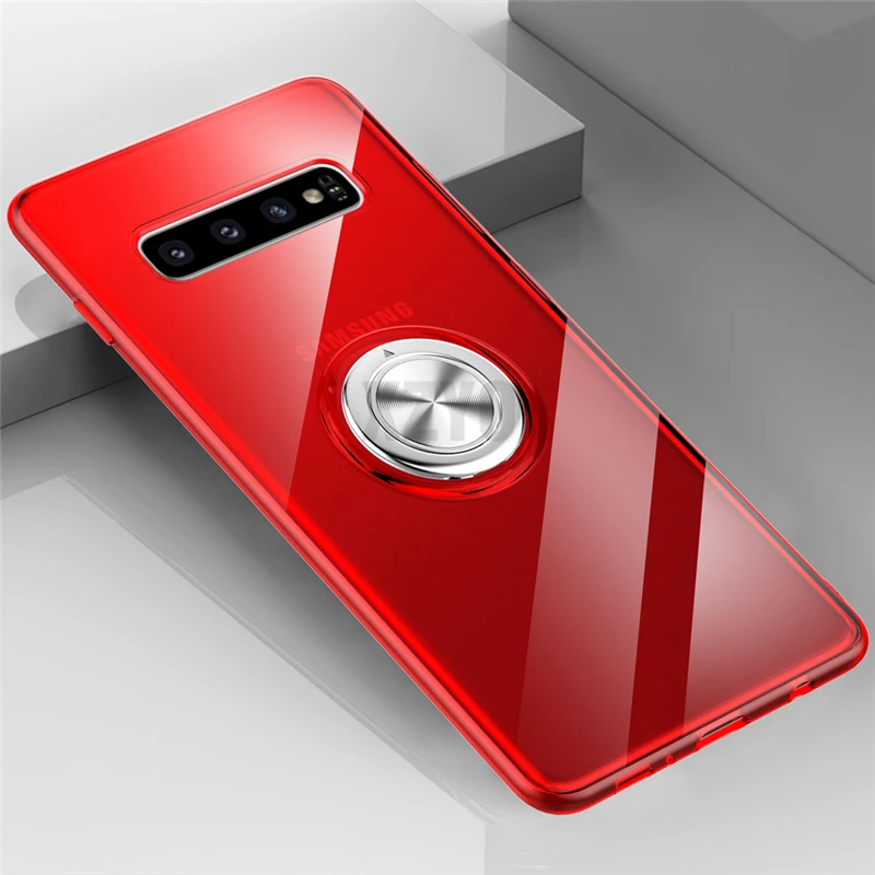 Прозрачный силиконовый чехол для телефона samsung Galaxy S10 Plus S10E E, противоударный чехол-подставка с кольцом для samsung S10 E, чехол