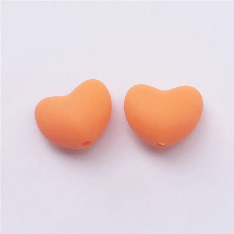 orange Chenkai, 50 шт., без бисфенола, силиконовый Прорезыватель в форме сердца, бусины, сделай сам, Детская соска, соска для душа, соска для кормления, ожерелье, сенсорная игрушка, Подарочный аксессуар - Цвет: orange