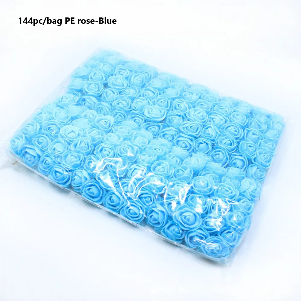 144pc-Blue rose 144 шт./лот, плюшевый мишка из роз, пенопластовый Мишка, искусственный плюшевый мишка из розы, декоративная форма мишки из розы, искусственный цветок из пенопласта, форма медведя из розы - Цвет: 144pc-Blue rose