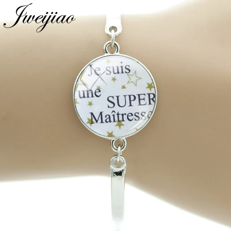 JWEIJIAO новый французский Je Suis Une Super Maitresse браслет с буквенным стеклом кабошон