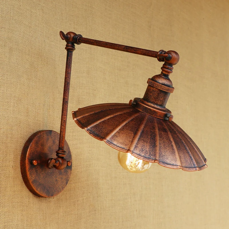 Винтажная металлическая настенная лампа E27 светодиодная регулируемая 4 размера